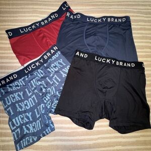 Lucky Brand Men's Stretch Boxer Briefs - Red, Navy, & Logo Print& Black. Sz S